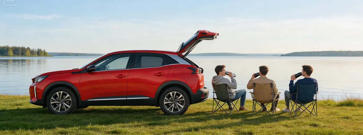 Ankara'dan Gölbaşı'na günübirlik kaçamak yapan bir ailenin TikTak aracıyla göl kenarında piknik yaparken neşeli anları.